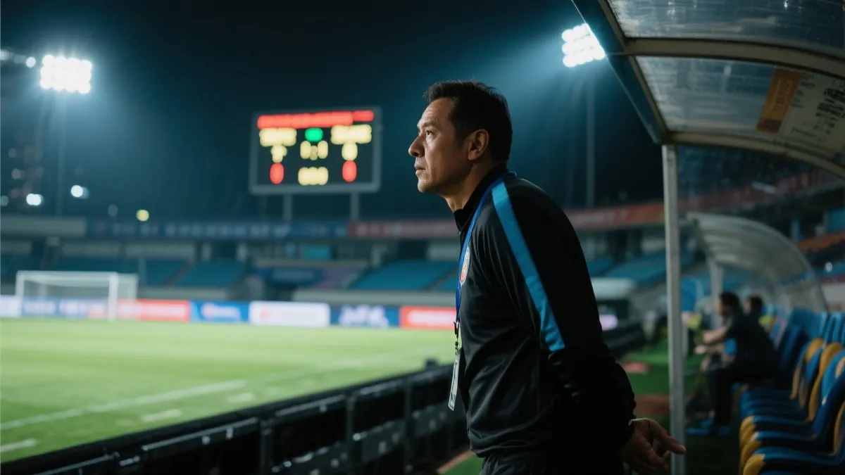 教练在场边观察比赛节奏与换人时机的战术氛围图